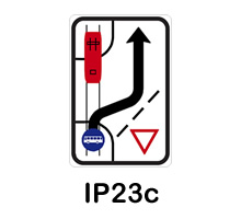 Dopravní značka - sjíždění vozidel veřejné hromadné dopravy osob z tramvajového pásu IP23c 