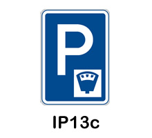 Dopravní značka - parkoviště s parkovacím automatem IP13c